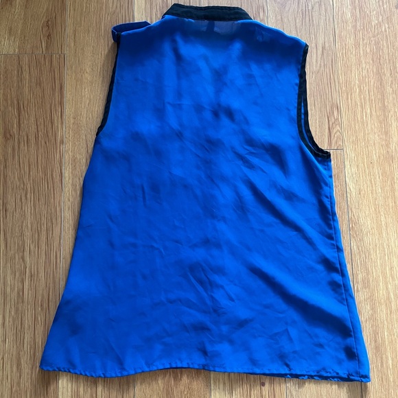 Sheer Ultramarine Sleeveless Button Up - Picture 4 of 5
